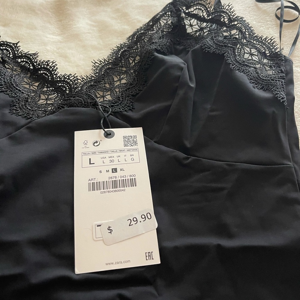 Zara camisole bodysuit black lace on top